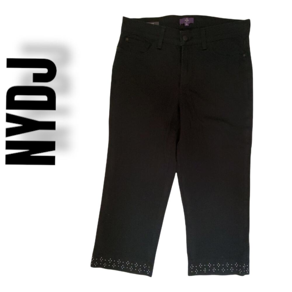 NYDJ Ariel Crop Jeans, Lifestyle Tuck Technology.. Size 6 Black Denim